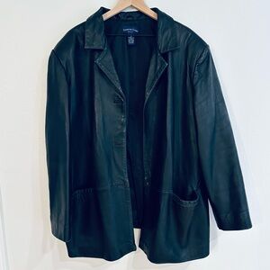 Charter Club Black Leather Jacket 3X